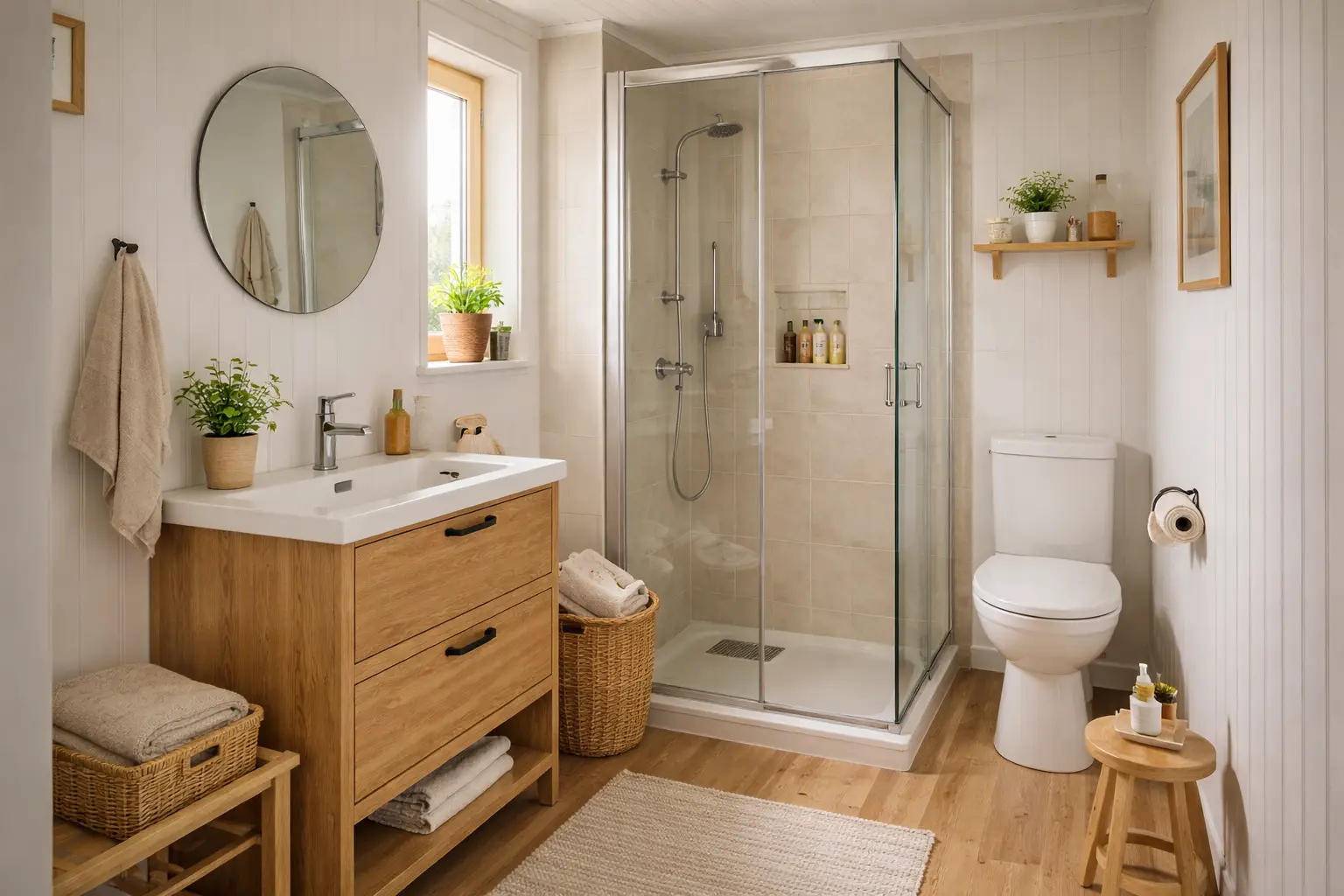 Kúpeľňa so sprchou v modulovom dome